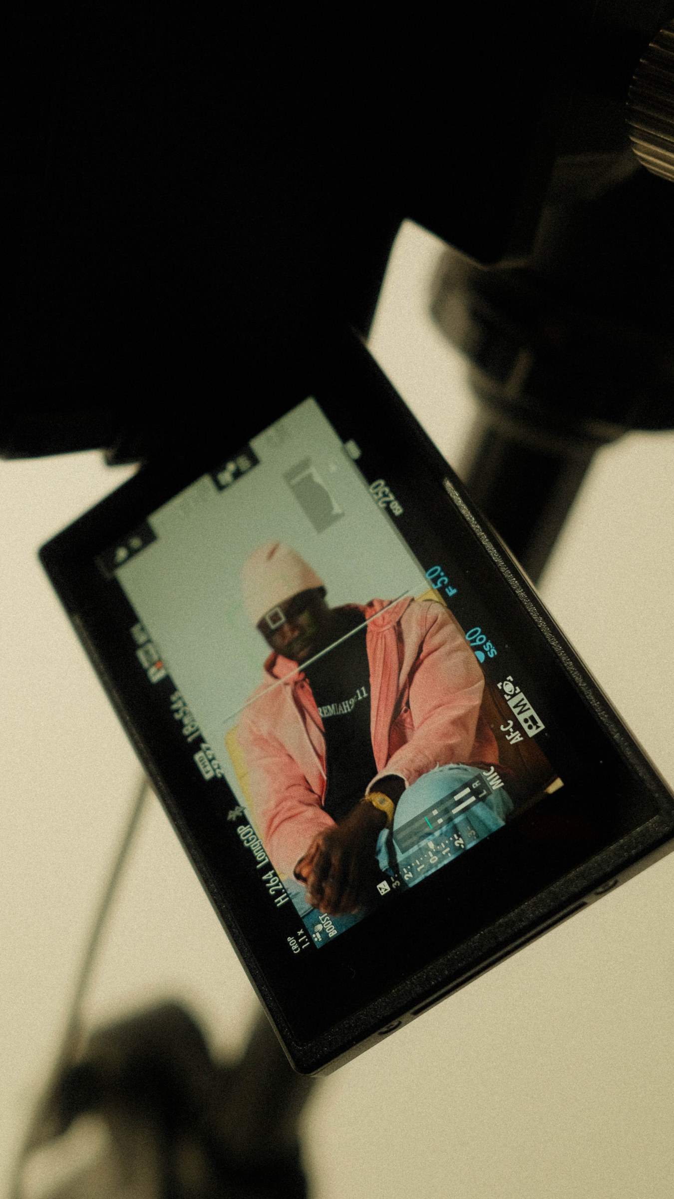 Camera monitor on set during the Scandalous Grace / Creative U production